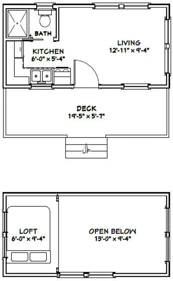 20x10 خانه کوچک 1 خوابه 1 حمام 266 فوت مربع طبقه PDF |  اتسی