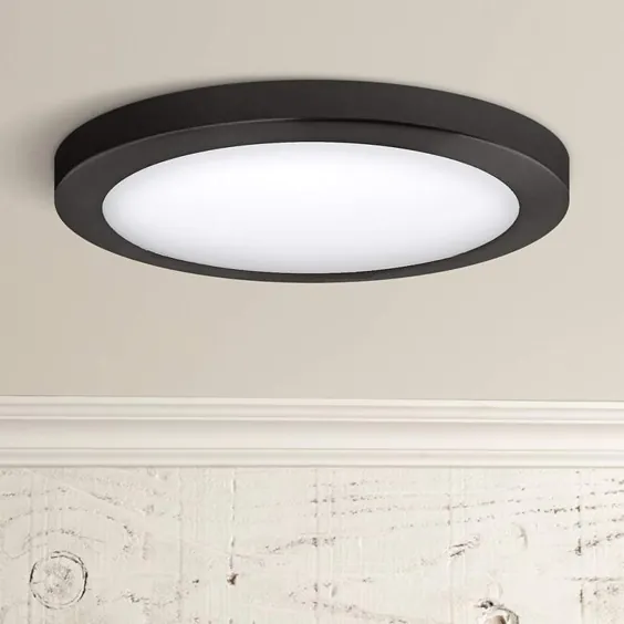 چراغ سقفی در فضای باز LED Platter 15 "Round Black - # 61X55 | لامپ های Plus