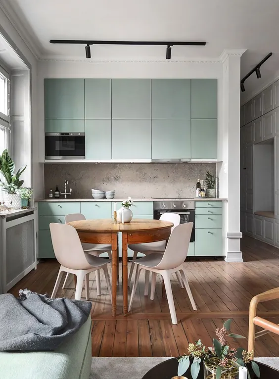 t رنگ های خاکستری و سبز در طراحی آپارتمان سوئدی (59 متر مربع) ◾ عکس ◾ ایده ها ◾ طراحی