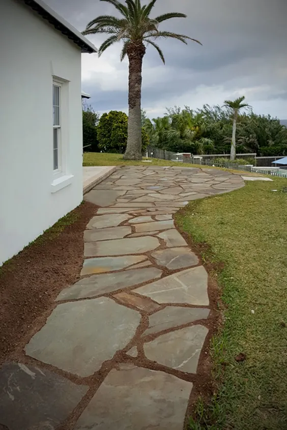 Bluestone Flagstone Pathway & Stone Patio Entry - سنگ طبیعی سنگ و منظره سنگ