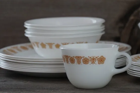 Vintage Corelle Pyrex Butterfly Gold 24 قطعه | اتسی