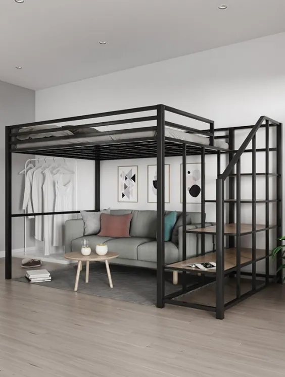 بسته تختخواب 10x ، تختخواب سفری بلند 1.6 متری با نردبان قفسه کتاب / سازه های فلزی | تختخواب |  - AliExpress