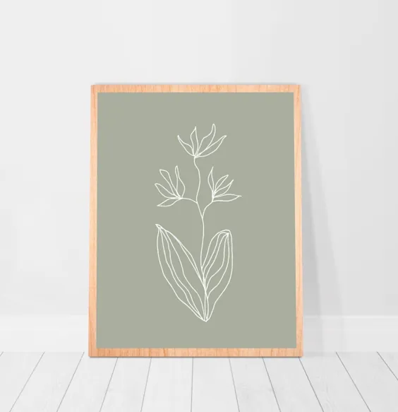 Sage Green Wall Art Mid-sed Modern Boho Wall Decor Sage Green Poster چکیده گیاه گیاهان نقاشی نقاشی انتزاعی هنر دکور دیوار