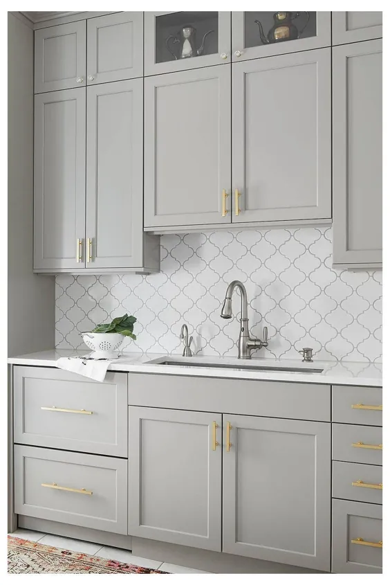 کابینت آشپزخانه سفید و خاکستری مدرن