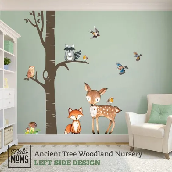Woodland Trees Nursery Wall Decor 1 Tree Wooden Watercolor |  اتسی