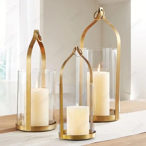 نگهدارنده شمع فلزی شیشه طلای نوردیک