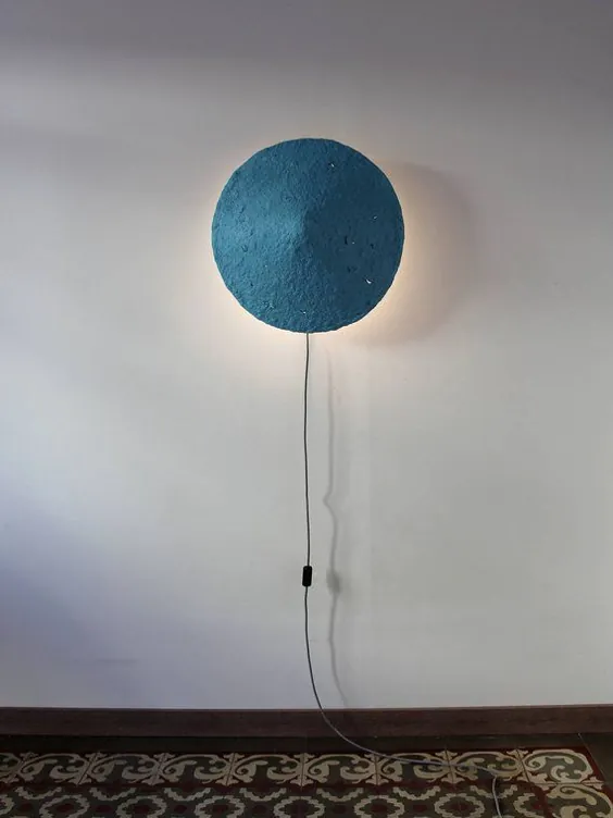 Rustic Sconce Lamp ساخته شده از Paper Mache Mizuko Blue | اتسی