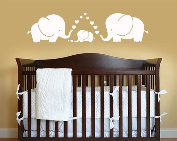 تابلوهای تزئینی دیواری فیل سه خانواده LUCKKYY زیبا برای کودکستان دکور اتاق کودک (خاکستری)