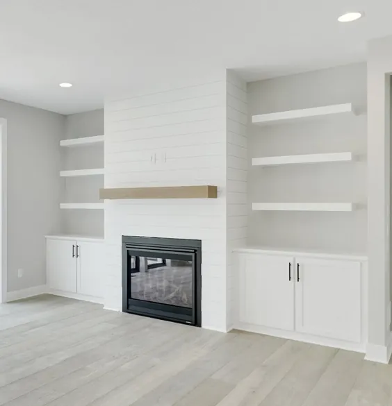 قفسه های شناور سفید - قفسه دیواری چوبی - قفسه های باز - براکت مخفی