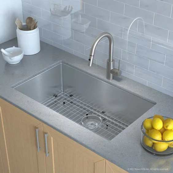 سینک ظرفشویی آشپزخانه Undermount سری 32 ”L x 19” W با شیر آب و تلگراف صابون