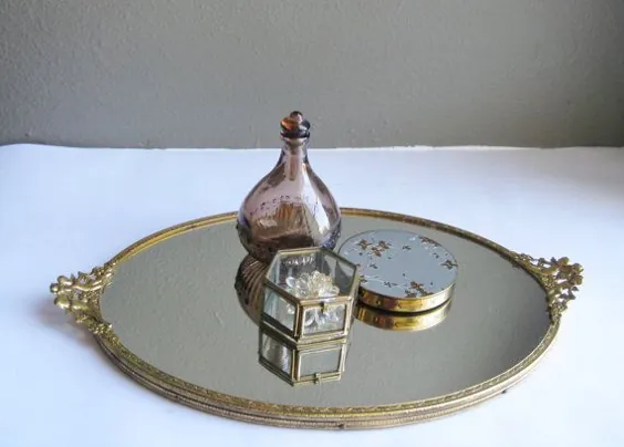 سینی عطر Vintage Vanity Mirror Mirrors با دسته های خراب. | اتسی