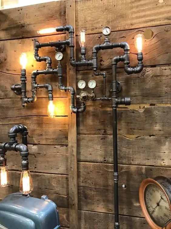 Steampunk Industrial Pipe Wall Art Sconce