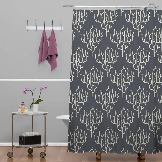Deny Designs و پرده دوش مرجانی خاکستری Holli Zollinger - پرده های دوش - تختخواب و حمام - میسی