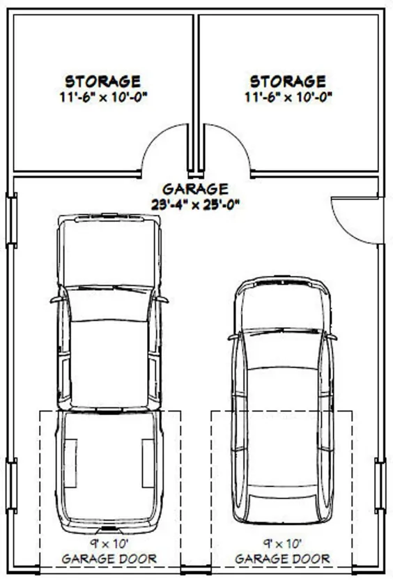گاراژ 2 اتومبیل 24x36 - فوت 864 متر مربع - PDF Floor Plan - بارگیری فوری - مدل 27