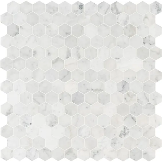 کاشی های موزاییکی مرمر شش ضلعی سفید Carrara 48x48 میلی متر