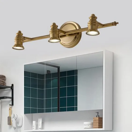 حمام خطی حمام آینه نور سنتی سنتی فلزی 2/3/4-لامپ برنجی دیوار برج