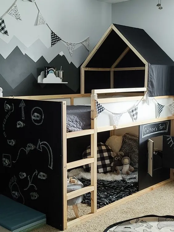 تخت خواب پسرانه بزرگ پسرانه Nordic IKEA KURA را ارتقا دهید