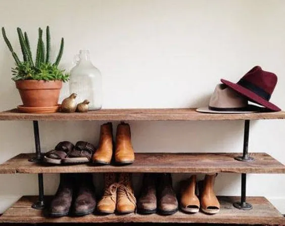 مجموعه ای از 2 بزرگ کفش چوبی شیک Shabby شیک Rustic Vintage کفش / صفحه نمایش قفسه محافظ فضای ذخیره سازی کفش