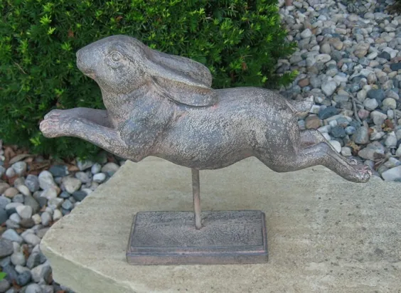 مجسمه خرگوش پرش BUNNY * خانه بدوی دکوراسیون خانه مزرعه کشور فرانسوی * جدید |  eBay