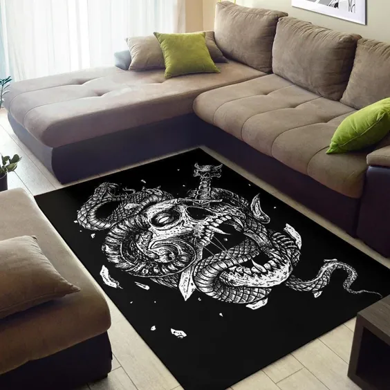 Skull Exploding Demon Dagger Serpent فرش-فرش جمجمه-جمجمه خانگی جمجمه-دکور گوت-فرش گوت-