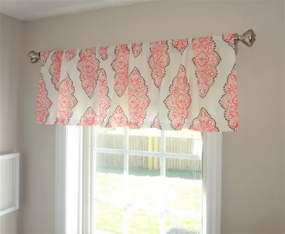 Curtain Valance Topper Window Treatment 52x15 Coral & Snowy |  اتسی