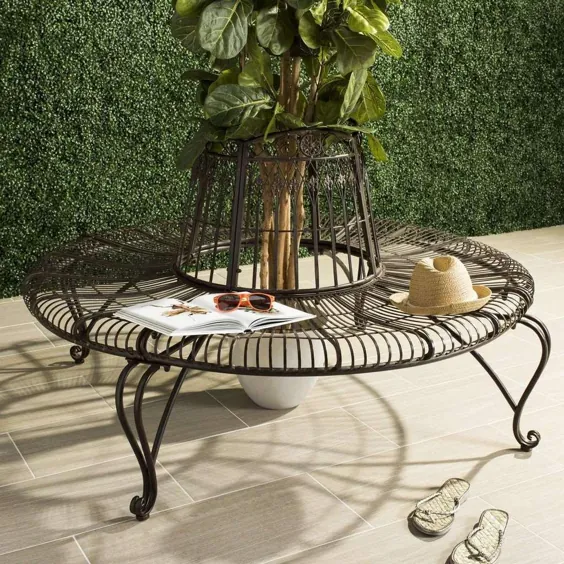 Ally Tree Bench 60.25 "Darling Outdoor Rustic Iron Metal Iron