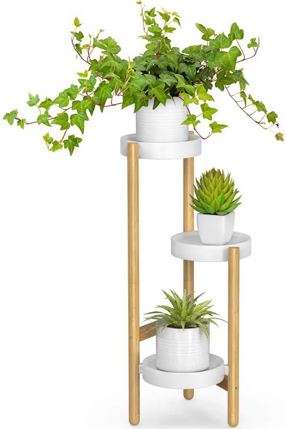 پایه های گیاهان بامبو ، نگهدارنده پایه گیاهان 3 ردیف گوشه بلند و صفحه نمایش گیاهان برای باغ در فضای باز (3 طبقه -1)