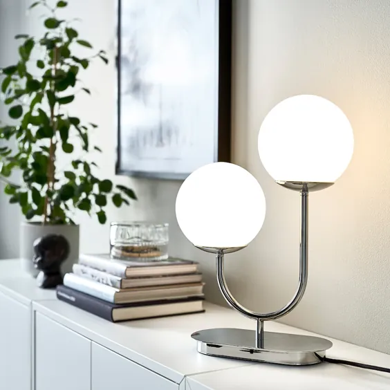 SIMRISHAMN چراغ رومیزی با لامپ LED ، کروم ، شیشه عقیق - IKEA