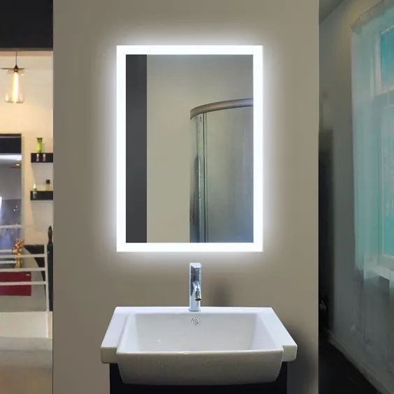 مستطیل آینه حمام با نور پس زمینه 40 X 24 اینچ