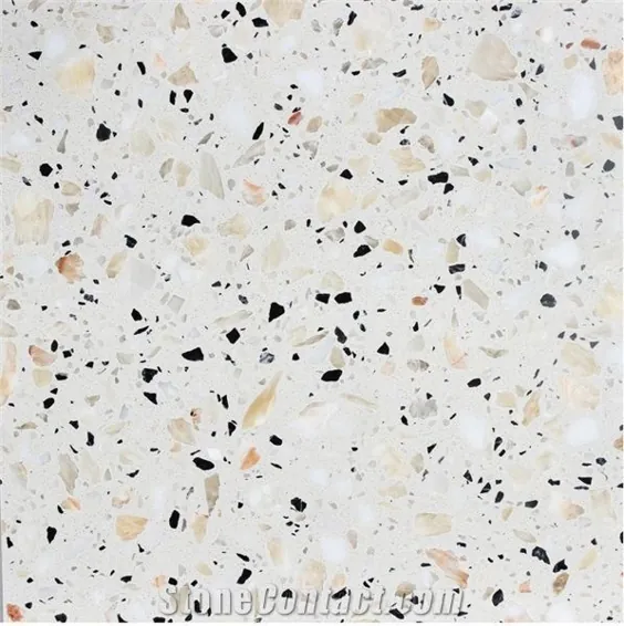 کاشی سفید Terrazzo ، کاشی سنگ مصنوعی ، Tt005n از چین - StoneContact.com