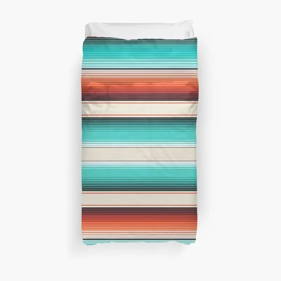 ناوو سفید ، فیروزه ای و نارنجی سوخته Southrap Serape Blanket Stripes Comforter توسط Arteffic