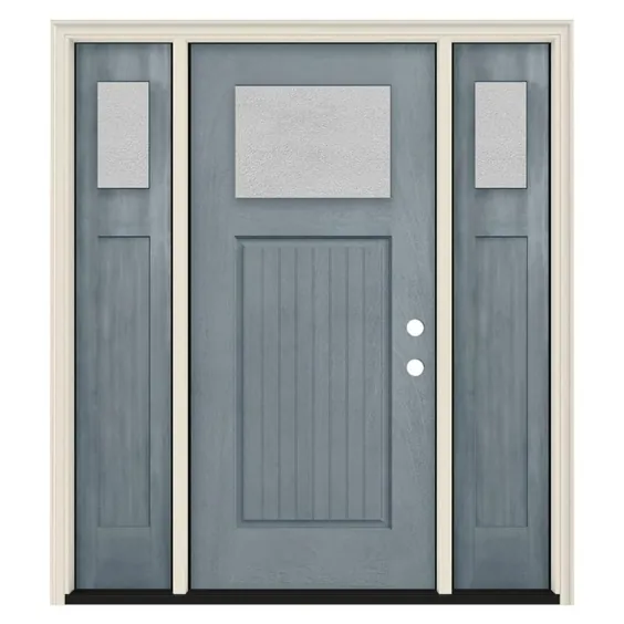 JELD-WEN Microgranite 60 in x 80 in Fiberglass Craftsman Left-Hand Outwing Stone Stained Prehung Single Door Front Door in Grey |  LOWOLJW232700064