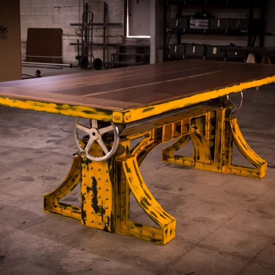 میز میل لنگ برانکس زرد رنگ با بالای گردو - مدل # BX36