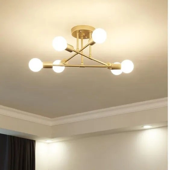 لوستر LED سقفی مدرن Sputnik Seiza II 6-Light Mid-Century - موجود در سیاه ، طلا و سفید