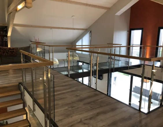 Garde-Corps Intérieur Bois، Métal، Verre Sur-Mesure pour Mezzanine