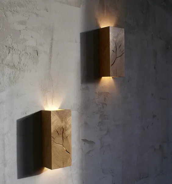 چراغ قلاب چوبی دیواری دکوراسیون دست ساز خانگی صنعتی |  اتسی
