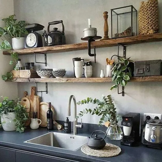 قفسه های چوبی زیبا در آشپزخانه های مدرن ، ایده های ساده ذخیره سازی آشپزخانه
