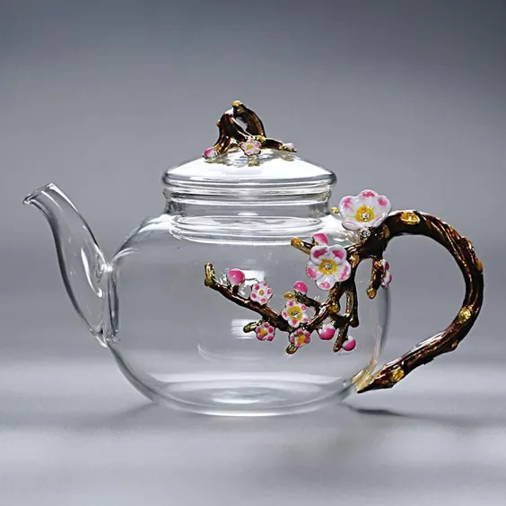قابلمه چای گلدان شیشه ای مقاوم در برابر حرارت ، قوری شیشه ای لیوان استوانه ای