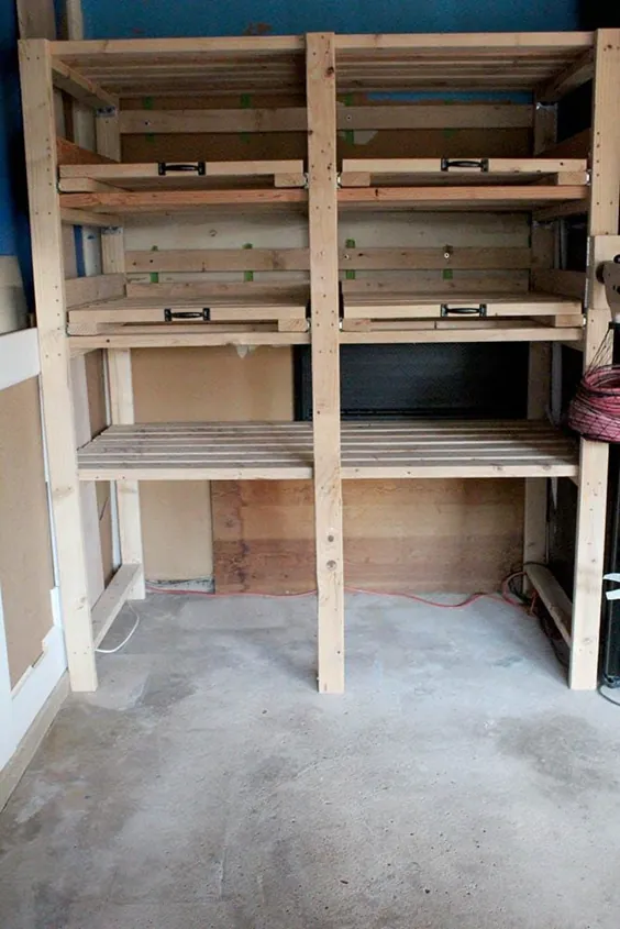 قفسه های ذخیره سازی کشویی |  نحوه ساخت قفسه های ذخیره سازی گاراژ DIY
