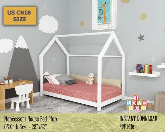 طرح تخت کودک نو پا ، تخت مونته سوری اندازه تختخواب سفری ، تخت کف کودک نوپای کودک DIY آسان و با قیمت مناسب