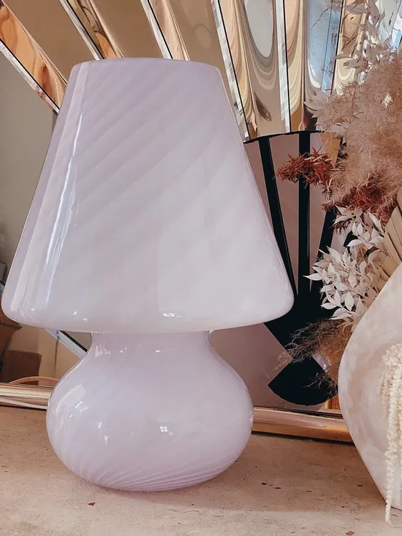 لامپ قارچی شیشه ای صورتی مورانو