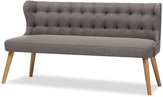 پارچه خاکستری Baxton Studio Parisa Greys و چوب طبیعی که دارای 3 صندلی است ، نیمکت خاکستری است