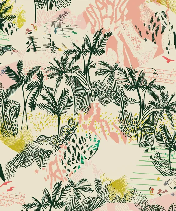 کاغذ دیواری Queen Palm ، کاغذ دیواری Colorful Tree • Milton & King