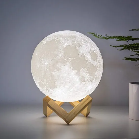 چراغ نور ماه تزئینی با تنظیم زمان و چاپ سه بعدی LED 16 رنگ - 5 اینچ