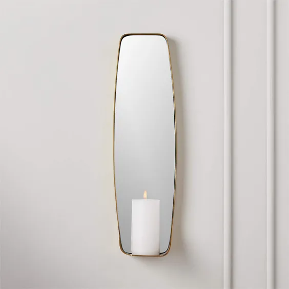 Fling Mirrored Pillar Candle Wall Sconce / Shelf + نظرات | CB2