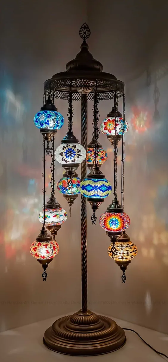چراغ طبقه 10 BALLS میز کنار تخت چراغ لامپ ترکی |  اتسی
