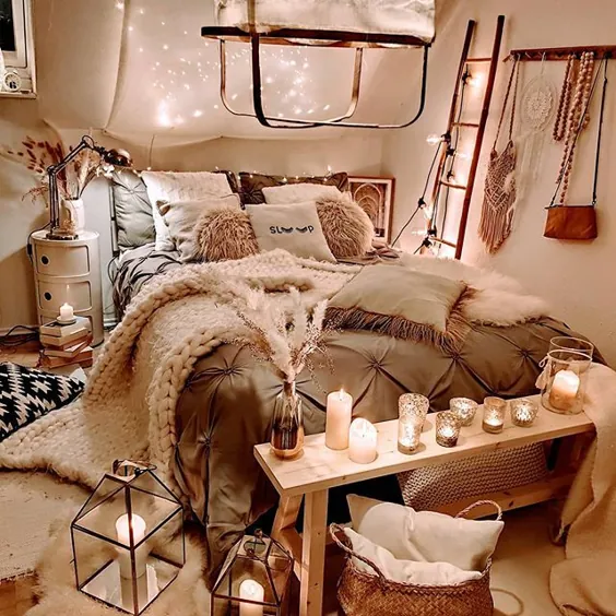 60 ایده جالب ترین اتاق خواب Boho