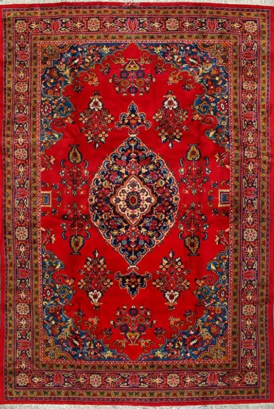 فرش ArmanRugs 6 '11 "x 10' 8" Red-Blue Sarough دست بافتنی فرش ایرانی اصل