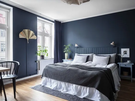 اتاق خواب در رنگ آبی تیره - طراحی COCO LAPINE