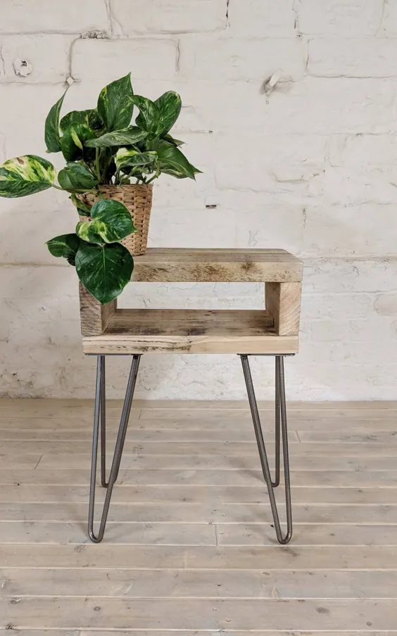 میز کنار تخت چوبی نوسازی یکپارچهسازی با سیستمعامل Noa چوب طبیعی |  پایه گیاهی |  میز شب |  پایه های موی میز کنار Boho |  Vinterior